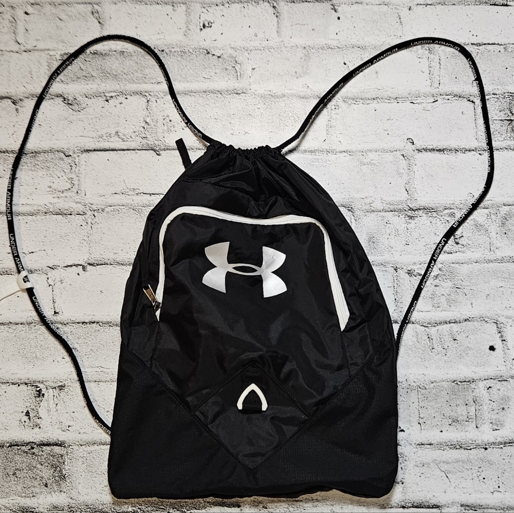 Under Armour Drawstring Backpack Black Gym Sack Cinch Bag Sport